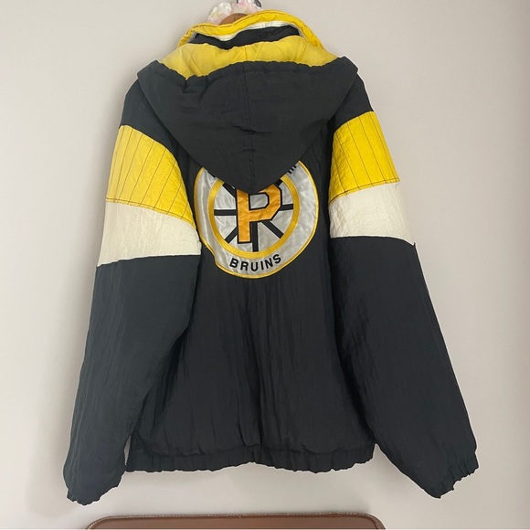 Vintage 1990s Starter Jacket Providence Bruins Pullover Large Black Yellow AHL - Picture 3 of 13